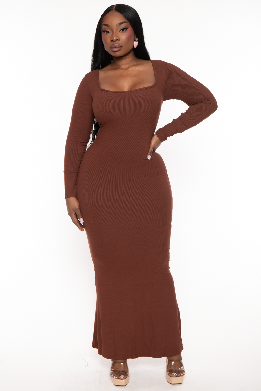 XIAMEN HEXIN INTERNATIONAL Dresses 1X Plus Size Elanor Shapeware Dress - Brown
