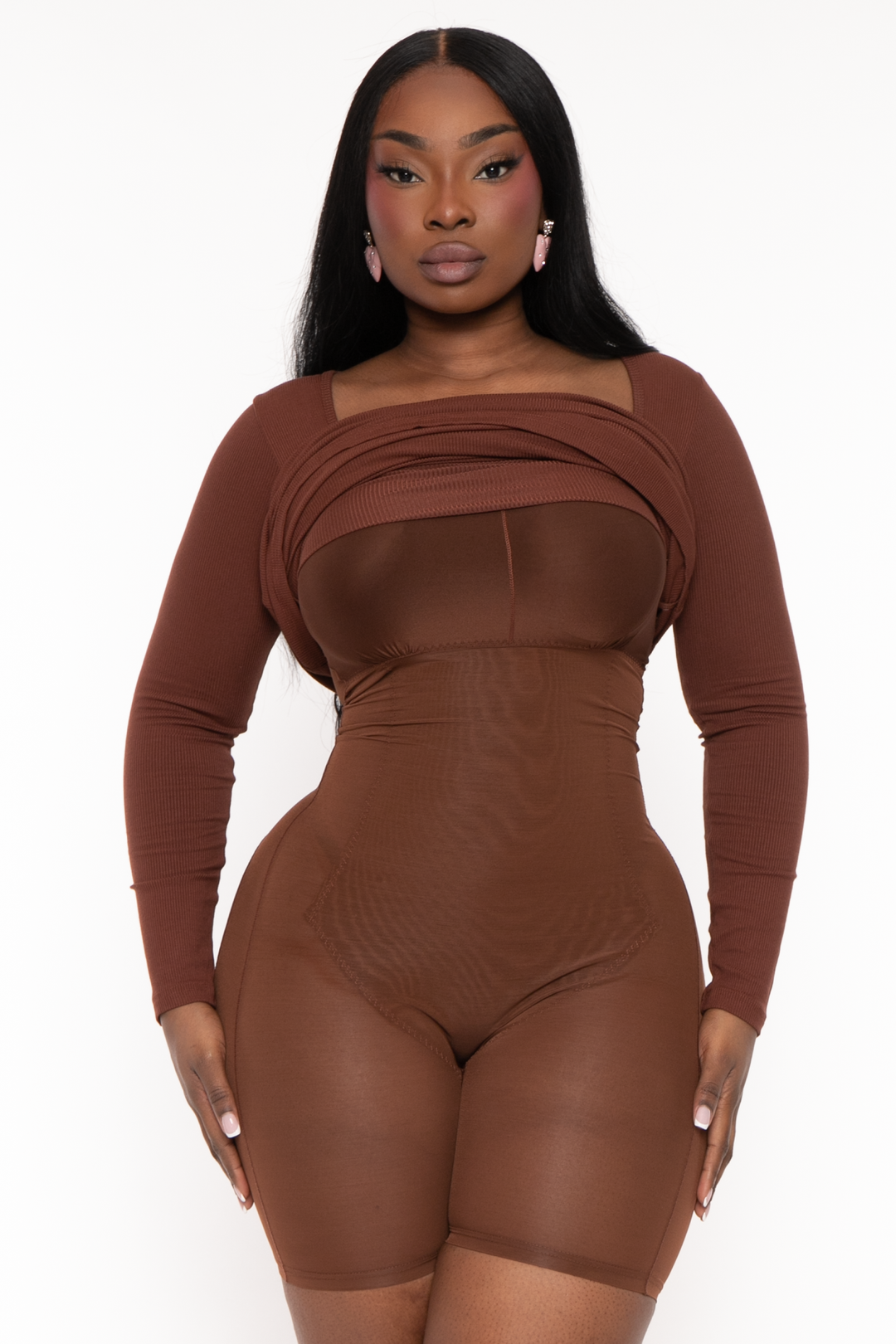 Plus Size Little Brown Snatched Dress - Brown – Curvy Sense