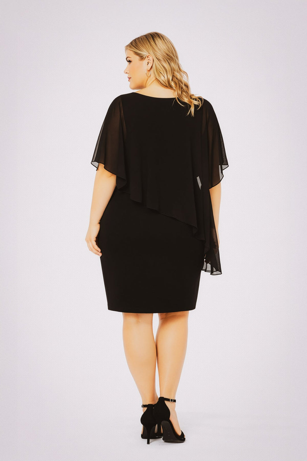 Curvy Sense Inc. Dresses Plus Size Elena Draped Midi Dress - Black