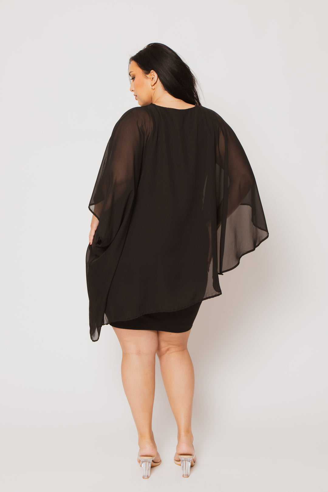 Curvy Sense Inc. Dresses Plus Size Elena Draped Midi Dress - Black