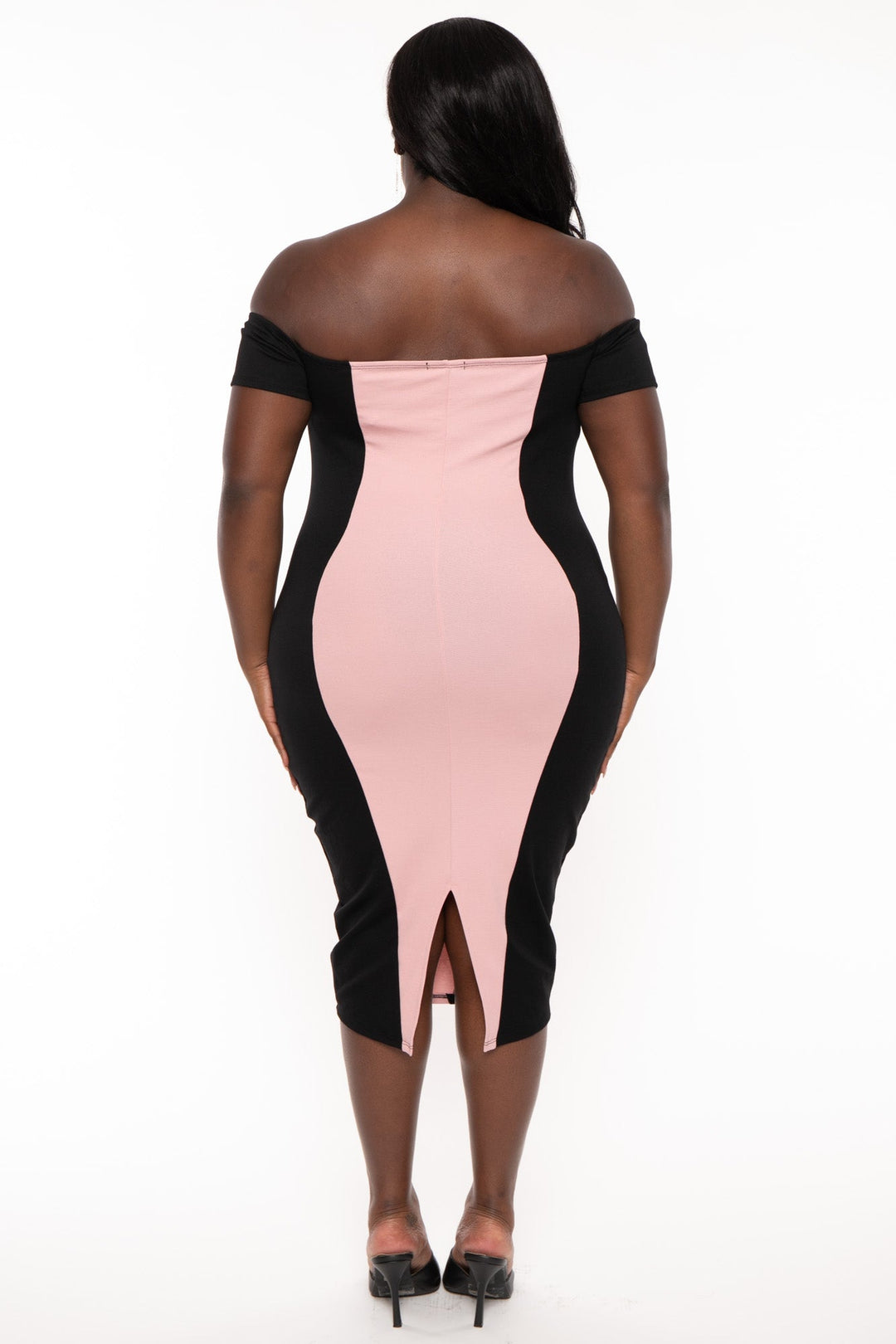 Curvy Sense Dresses Plus Size  Elestielle Hour Glass Illusion  Dress - Pink