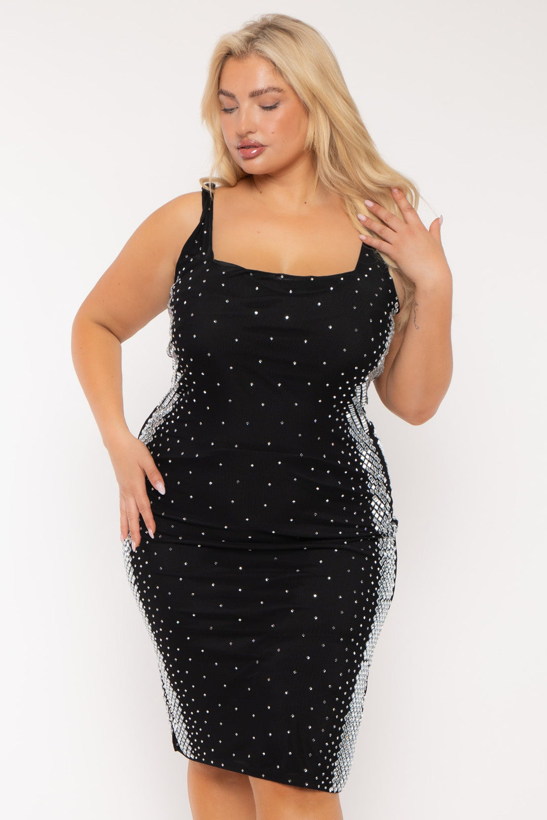 SYMPHONY Dresses Plus Size Ella Diamond Bodycon  Dress- Black