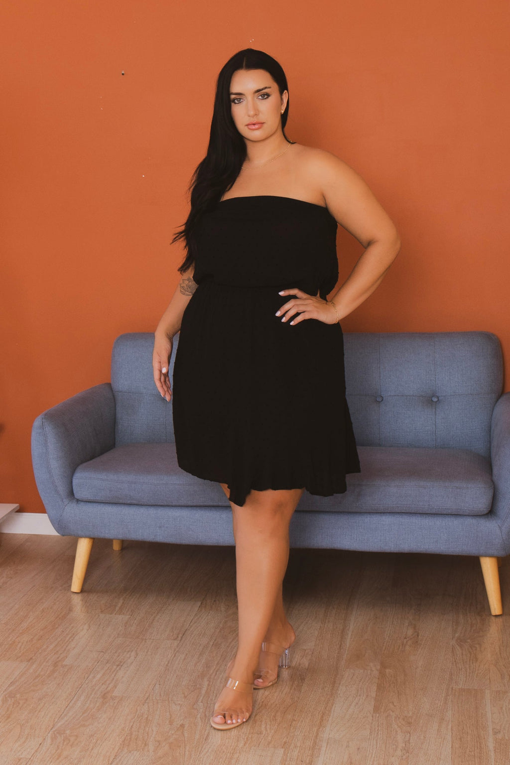 Plus Size Ella Swiss Dot Mini Dress