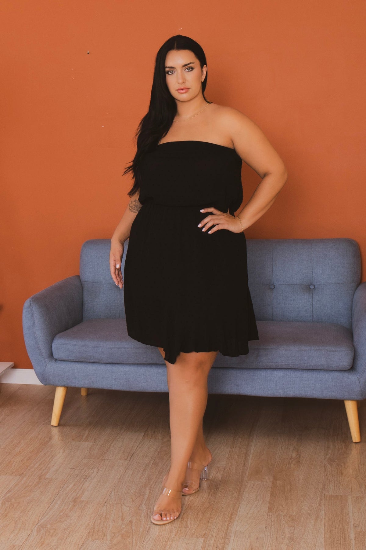 Plus Size Ella Swiss Dot Mini Dress