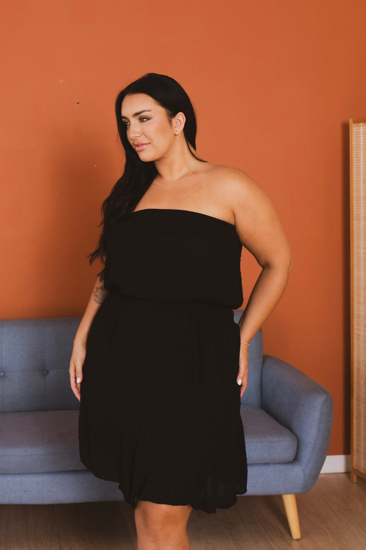 CULTURE CODE Dresses Plus Size  Ella Swiss Dot  Mini  Dress - Black