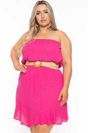 CULTURE CODE Dresses Plus Size  Ella Swiss Dot  Mini  Dress - Pink