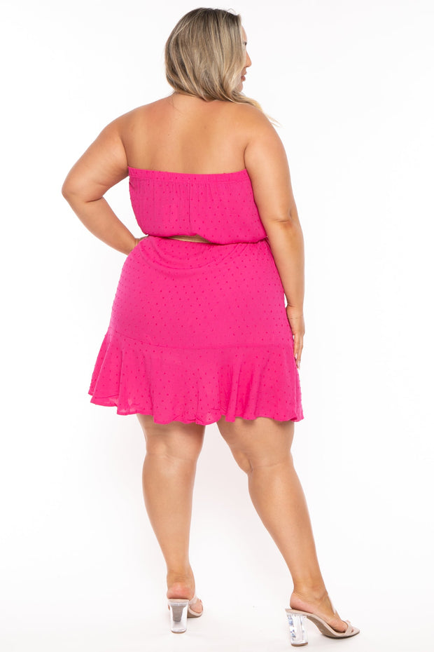CULTURE CODE Dresses Plus Size  Ella Swiss Dot  Mini  Dress - Pink