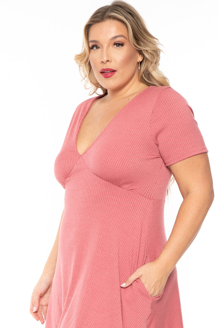 Curvy Sense Dresses Plus Size Ellie Flare Dress - Mauve