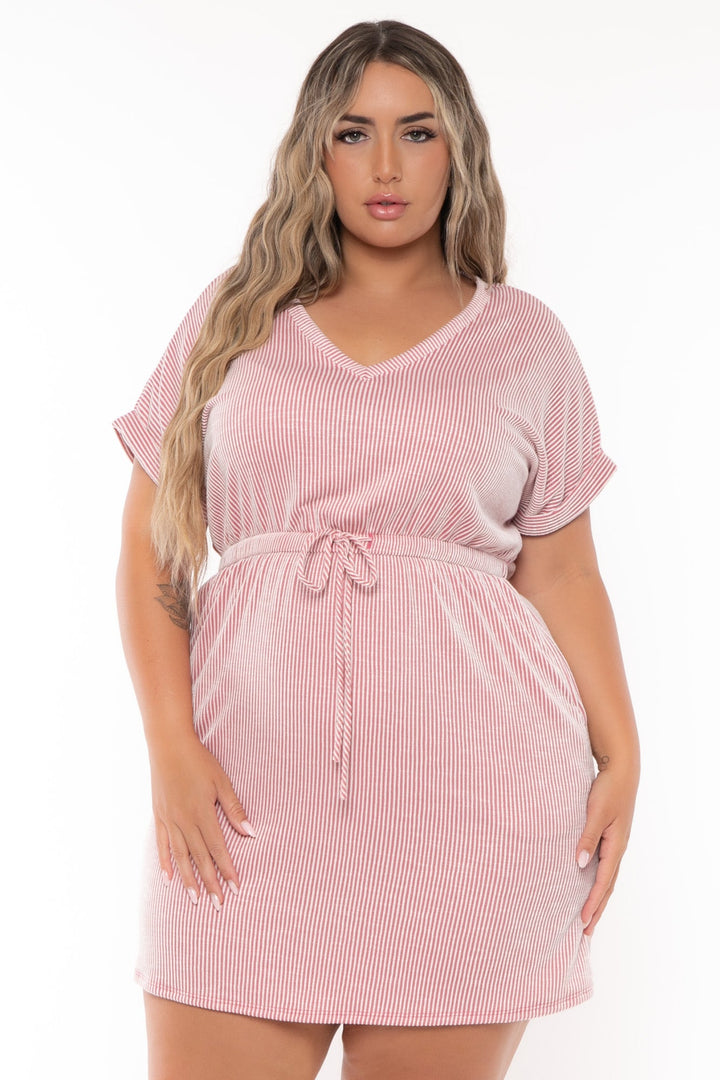 Curvy Sense Dresses Plus Size Enna Ribbed    Mini Dress - Mauve