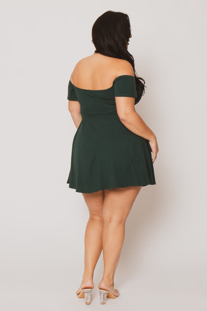 Curvy Sense Inc. Dresses Plus Size Ennis Off Shoulder  Dress - Green