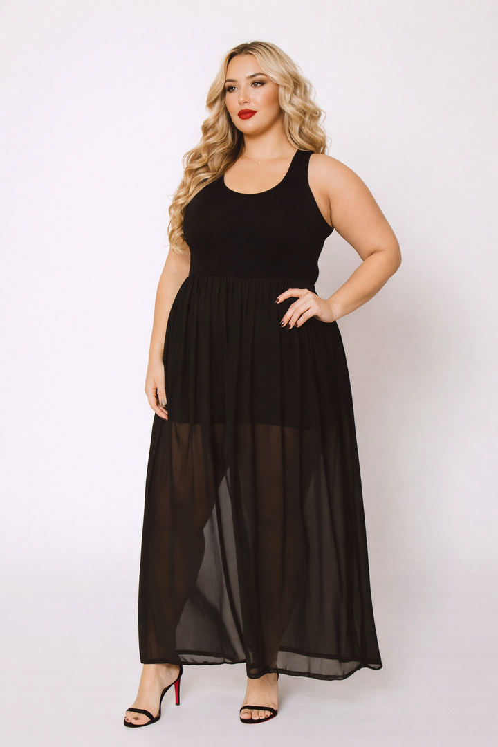 Curvy Sense Inc. Dresses 1X / Black Plus Size Esme Maxi Dress - Black