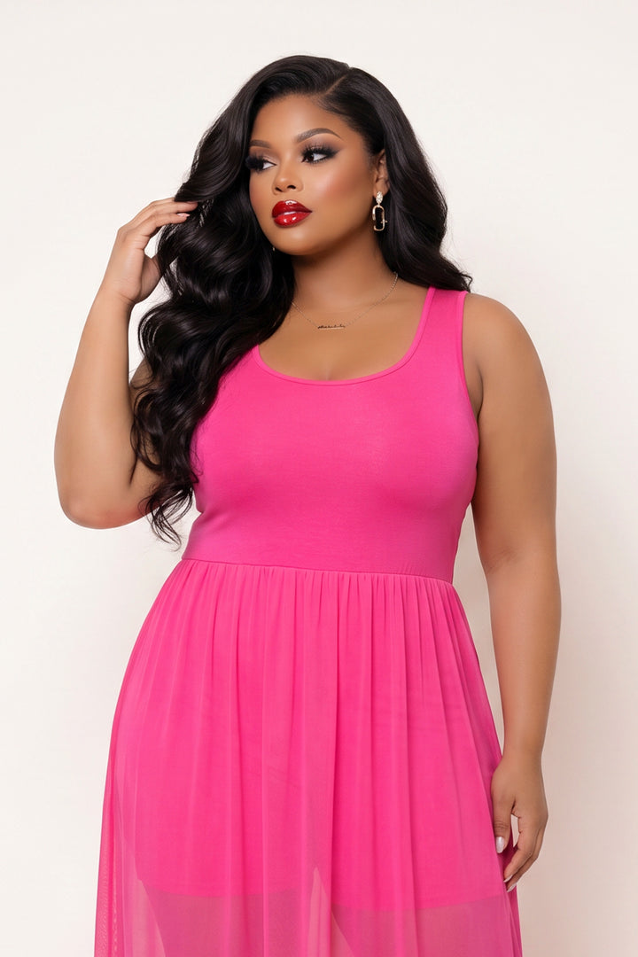 Curvy Sense Inc. Dresses Plus Size Esme Maxi Romper - Fuchsia