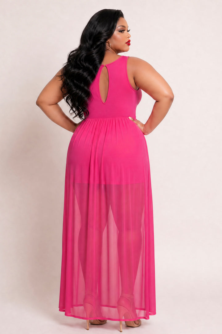 Curvy Sense Inc. Dresses Plus Size Esme Maxi Romper - Fuchsia