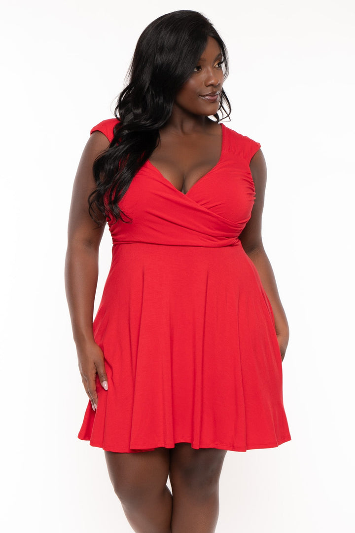 Curvy Sense Dresses Plus Size Estela Flare  Dress - Red