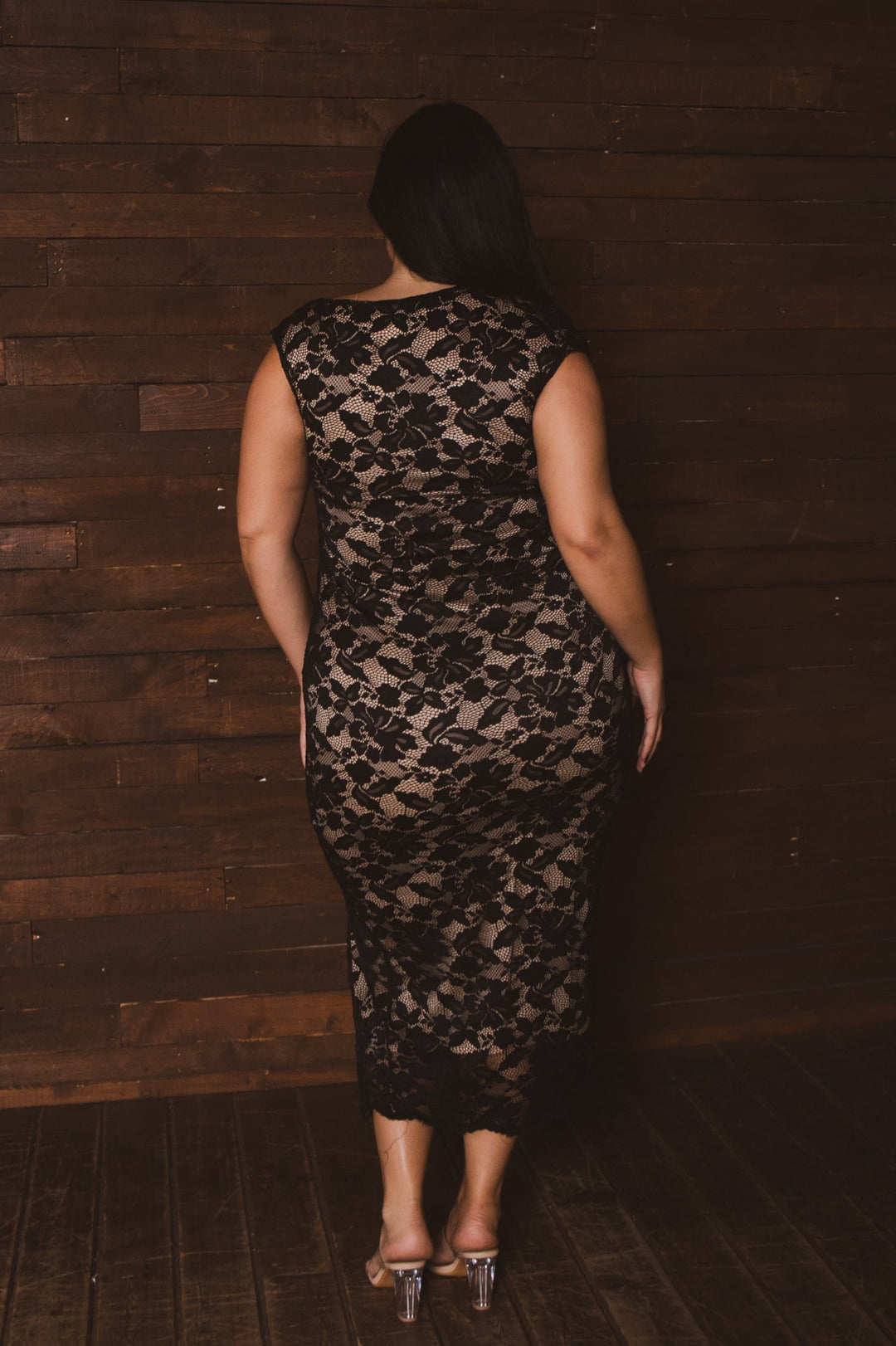 Curvy Sense Inc. Dresses Plus Size Estelle Floral Lace Dress - Black