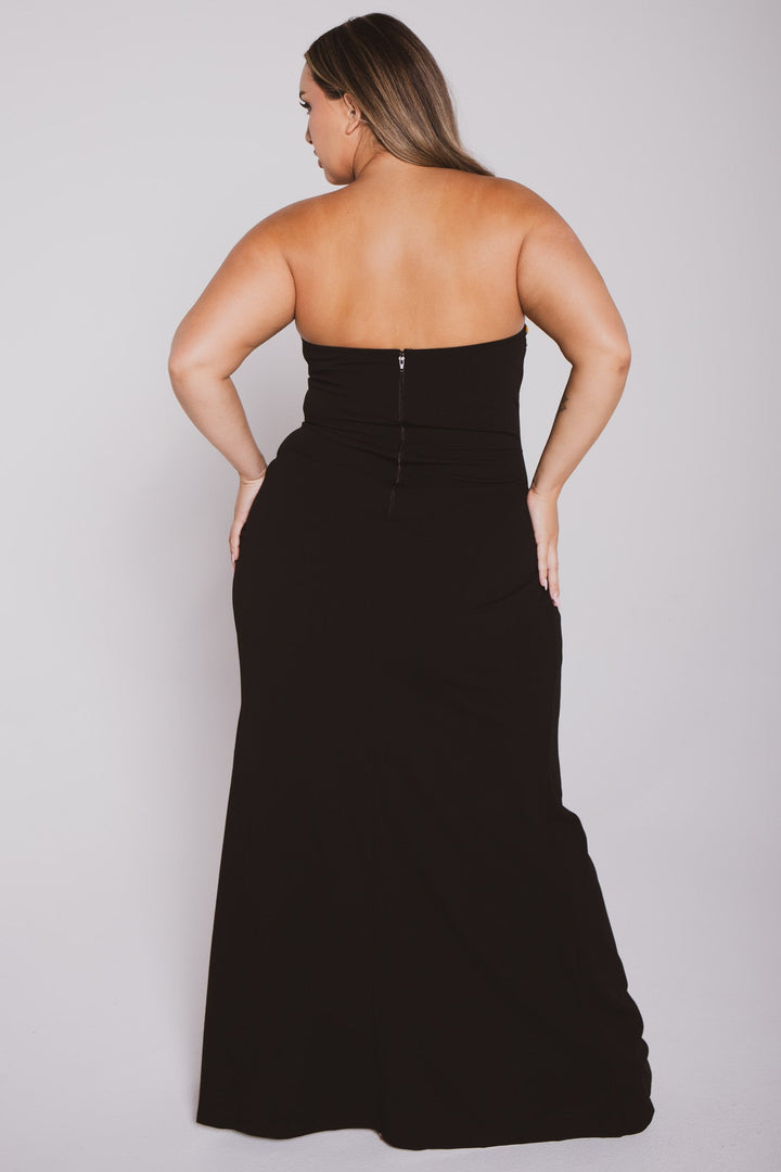 SYMPHONY Dresses Plus Size Estelle Rhinestone Bustier  Dress- Black