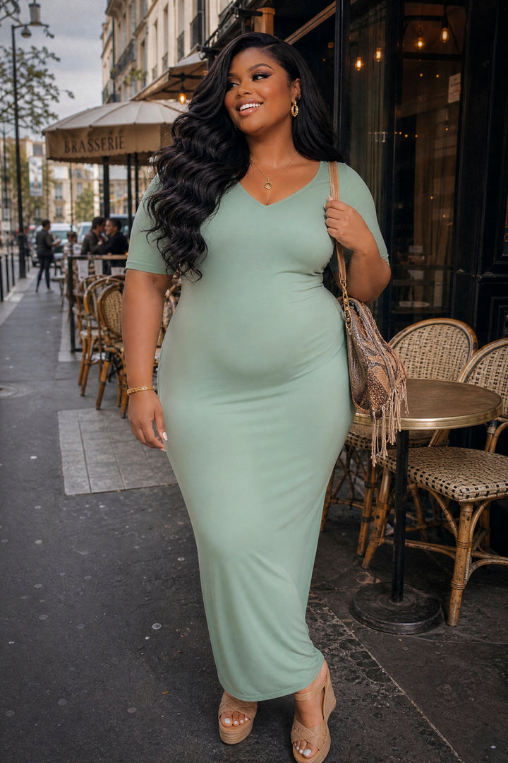Curvy Sense Inc. Dresses Plus Size Everyday Muse Maxi Dress - Sage