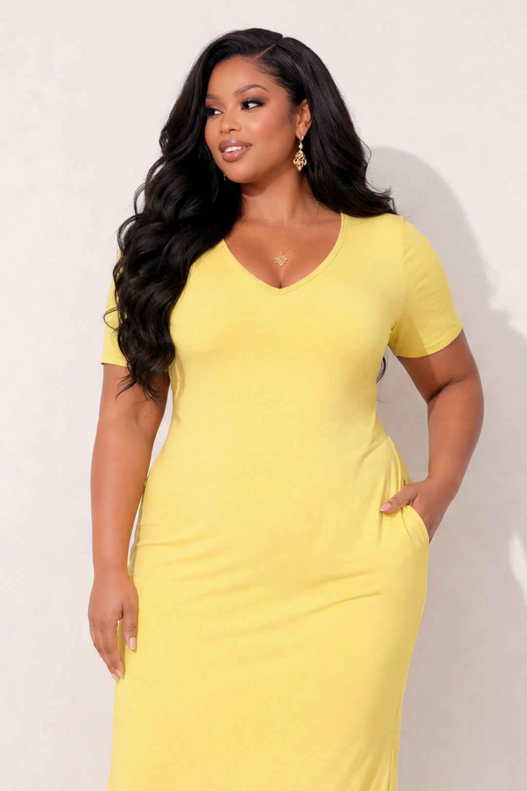Curvy Sense Inc. Dresses Plus Size Everyday Muse Maxi Dress - Yellow