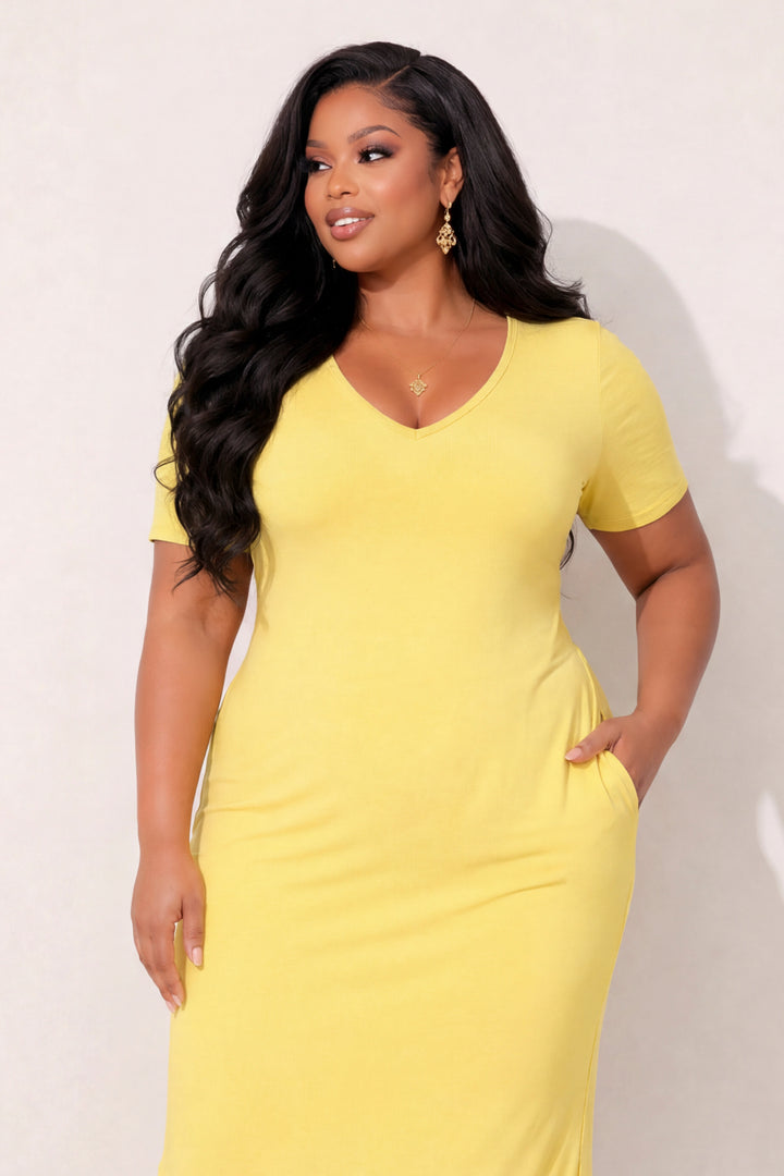 Curvy Sense Inc. Dresses Plus Size Everyday Muse Maxi Dress - Yellow
