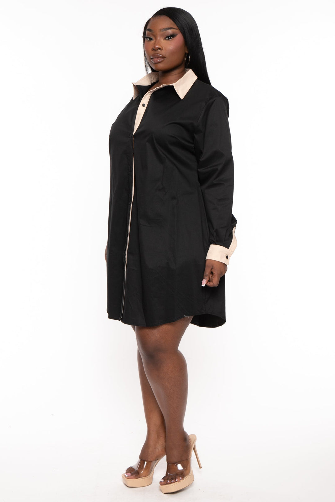 Plus Size Faneli Tunic Dress- Black
