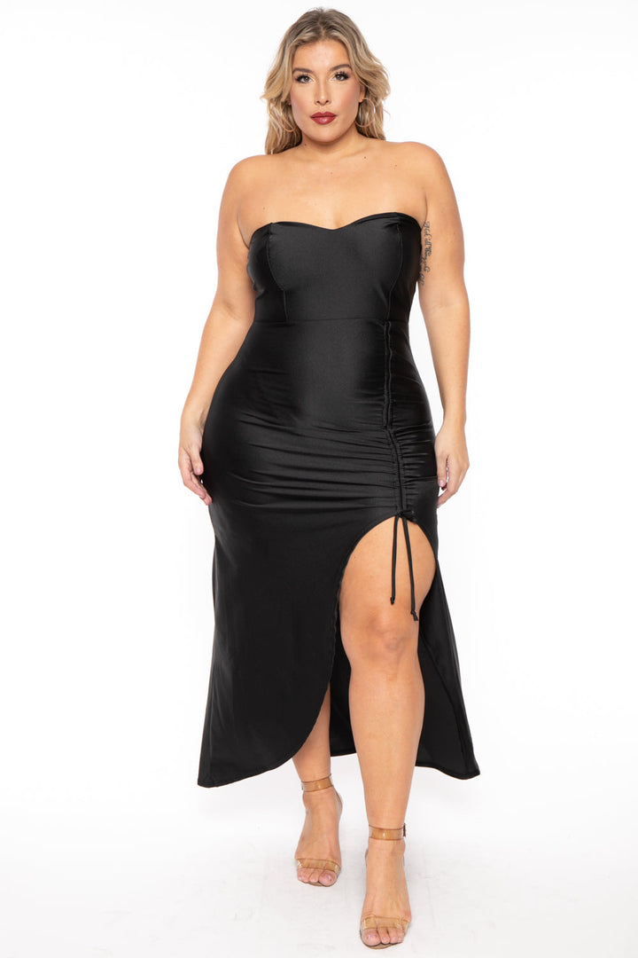 Curvy Sense Dresses 1X / Black Plus Size Francesca Strapless Dress - Black