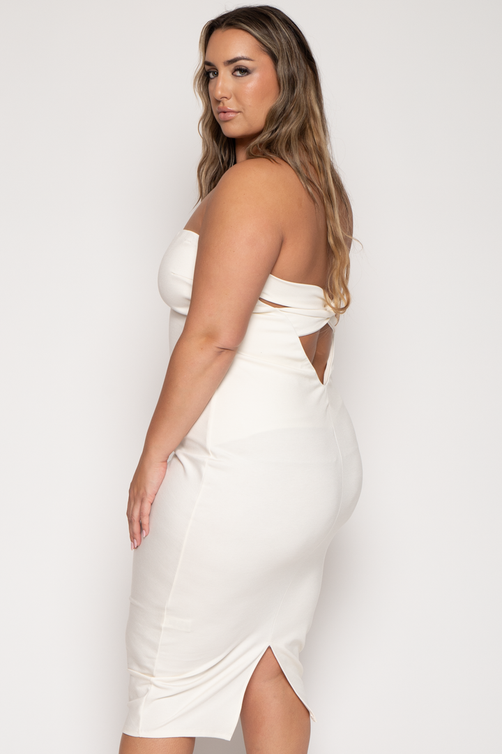 Curvy Sense Dresses Plus Size Franchesca Bodycon  Dress - Ivory