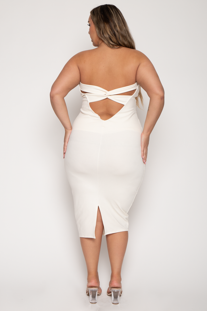 Curvy Sense Dresses Plus Size Franchesca Bodycon  Dress - Ivory