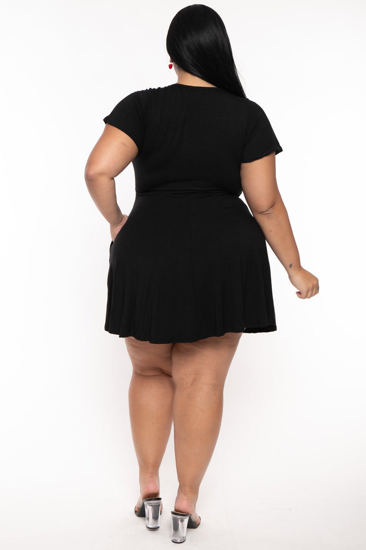 Curvy Sense Dresses Plus Size Gaby  Lace Flare Dress - Black