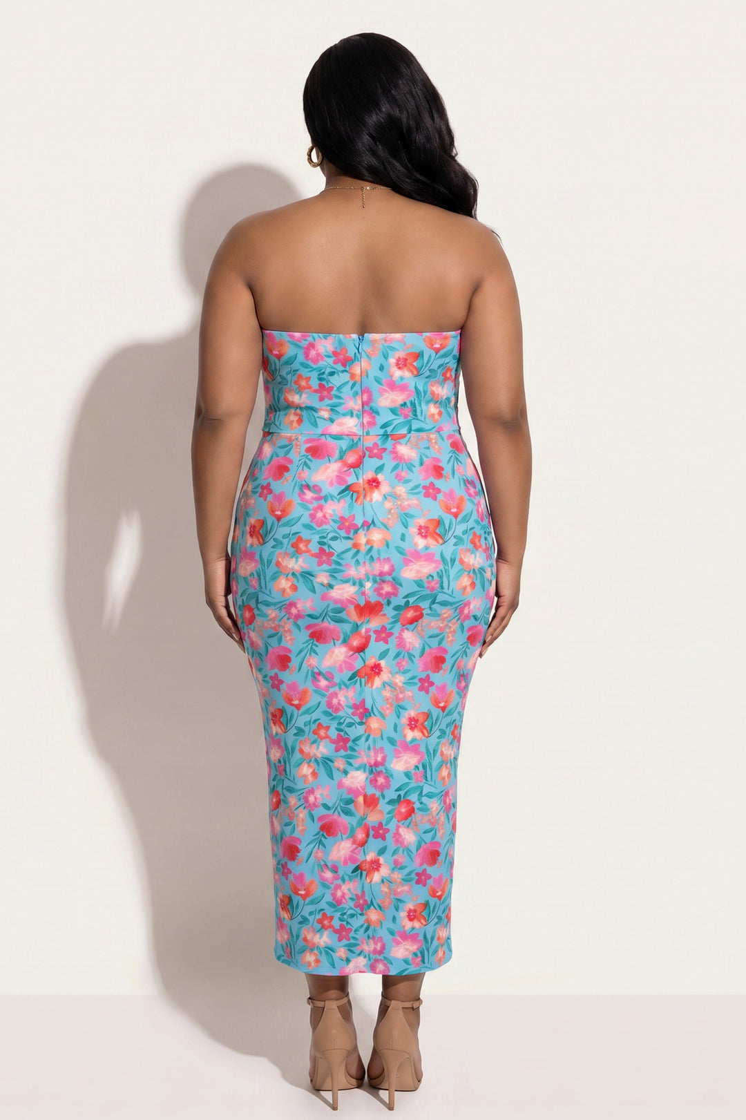 Curvy Sense Inc. Dresses Plus Size Garden Reverie Dress - Aqua
