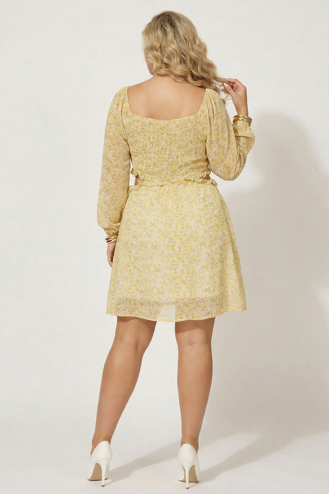 Plus Size Garden Whisper Dress - Yellow 2X / Yellow at Curvy Sense Plus Size Garden Whisper Dress - Yellow 2X / Yellow at Curvy Sense