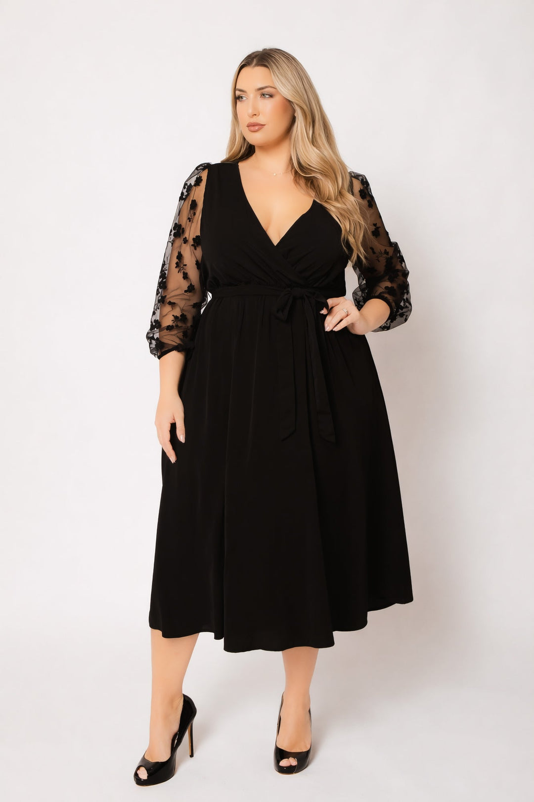 Curvy Brezee Dresses Plus Size Giovanna Elegance Dress - Black