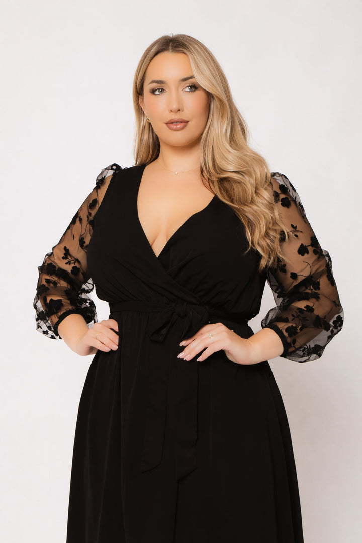 Curvy Brezee Dresses Plus Size Giovanna Elegance Dress - Black