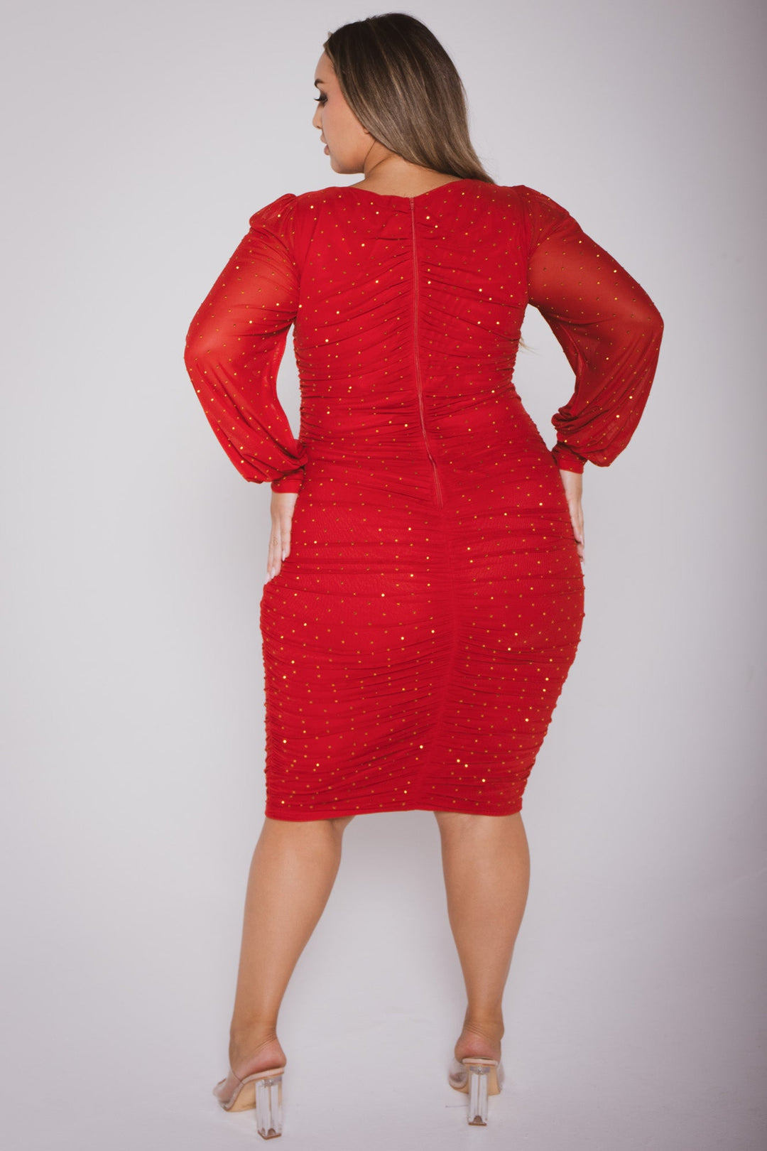 SYMPHONY Dresses Plus Size Gisele Rhinestone Dress - Red