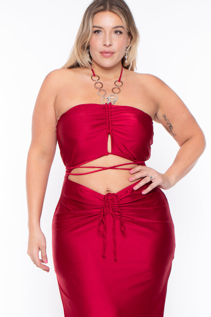 Curvy Sense Dresses Plus Size Giselle Halter Dress - Red