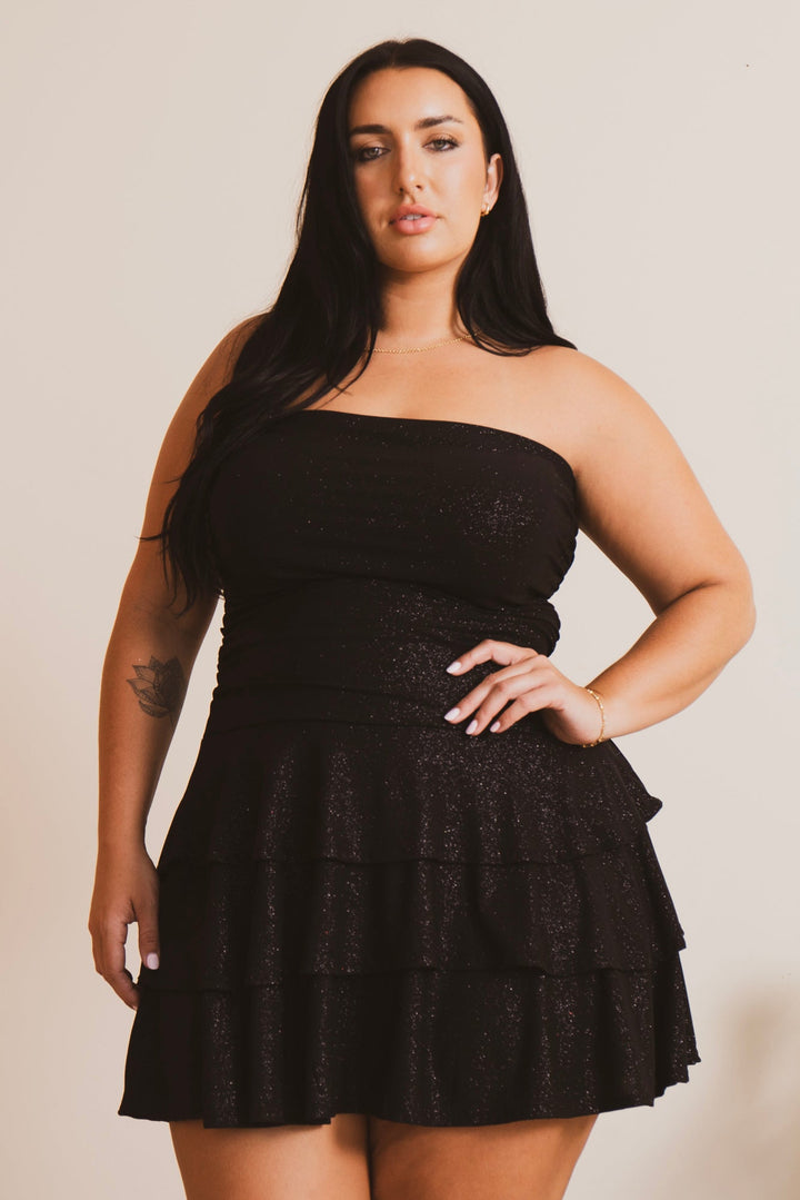 Blue Leopard Dresses Plus Size Glimmer Nights Dress - Black