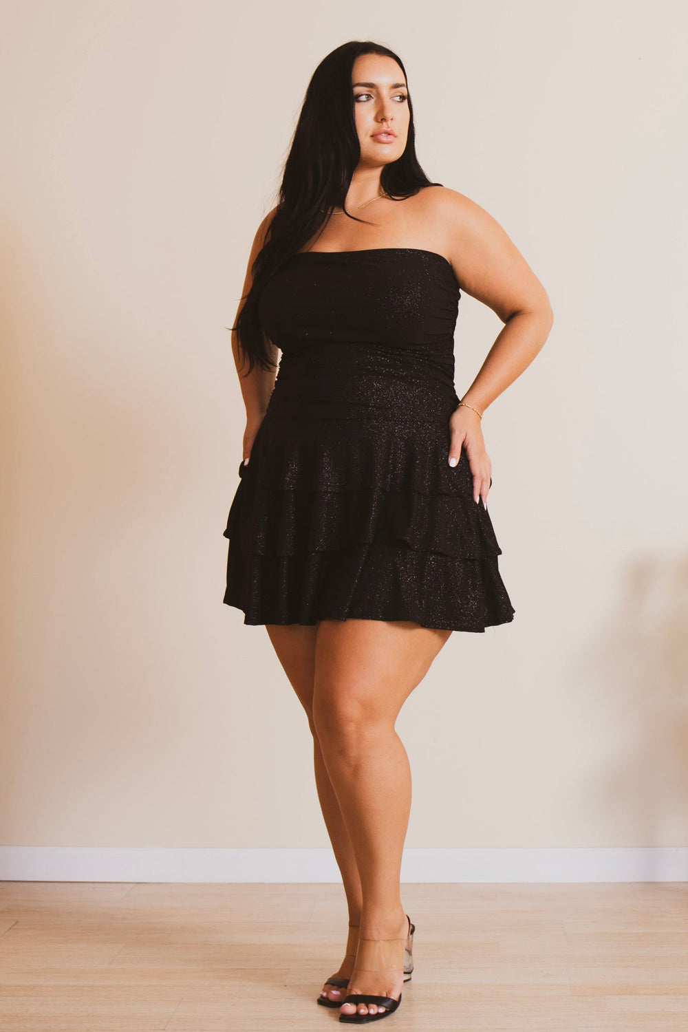 Blue Leopard Dresses Plus Size Glimmer Nights Dress - Black