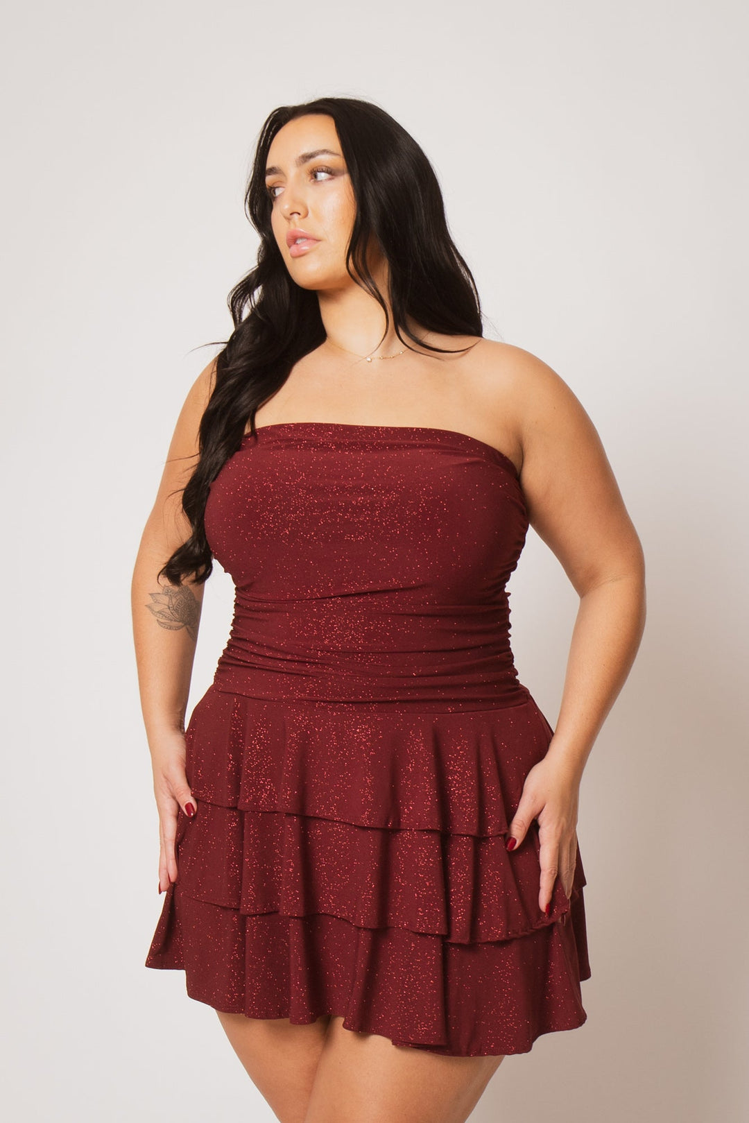 Blue Leopard Dresses Plus Size Glimmer Nights Dress - Burgundy