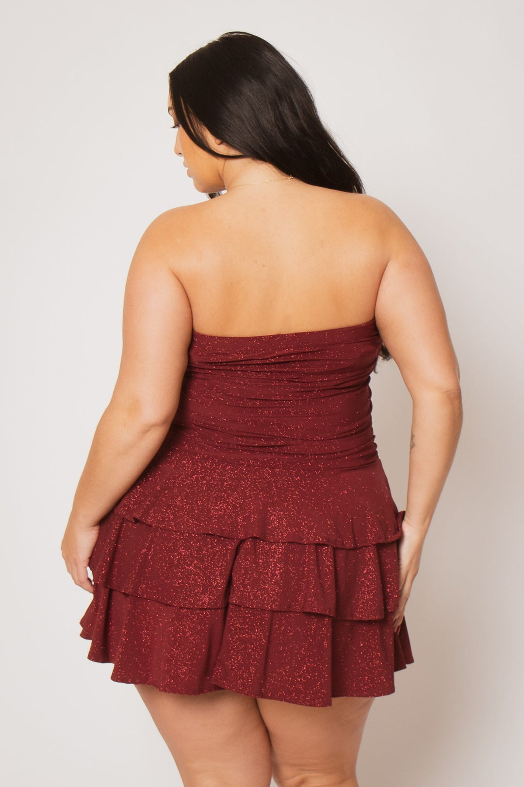 Blue Leopard Dresses Plus Size Glimmer Nights Dress - Burgundy