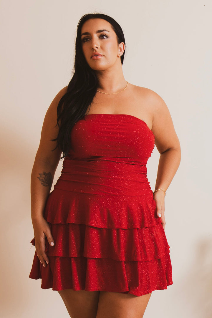 Blue Leopard Dresses Plus Size Glimmer Nights Dress - Red