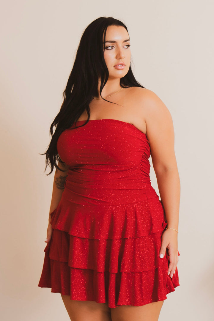 Blue Leopard Dresses Plus Size Glimmer Nights Dress - Red