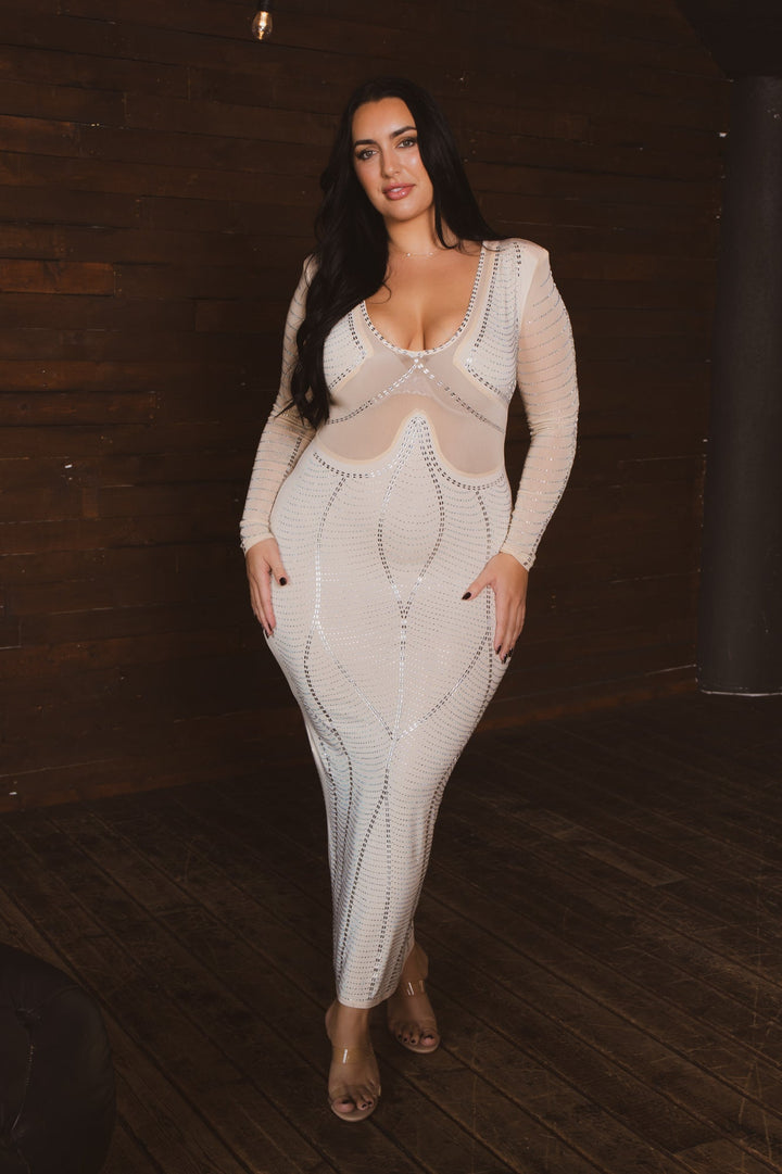 Aria Romance Dresses Plus Size Goddess Glow Dress - Nude