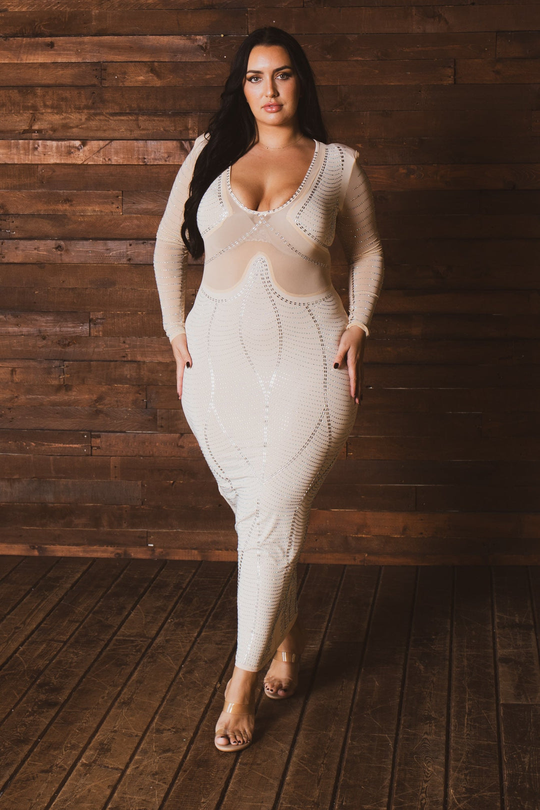 Aria Romance Dresses Plus Size Goddess Glow Dress - Nude