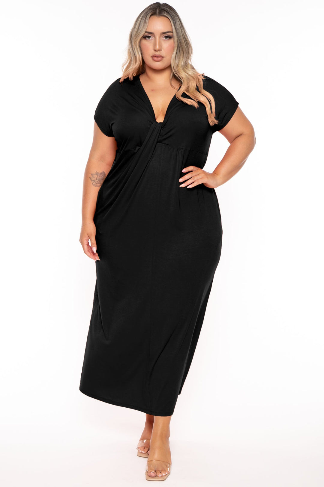 CULTURE CODE Dresses 1X / Black Plus Size Grace Twist Front  Maxi Dress  - Black