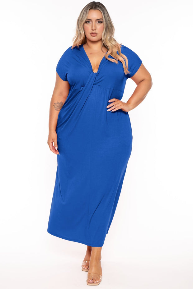 CULTURE CODE Dresses 1X / Blue Plus Size Grace Twist Front  Maxi Dress  - Blue