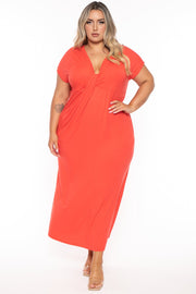 CULTURE CODE Dresses 1X / Orange Plus Size Grace Twist Front  Maxi Dress  - Orange