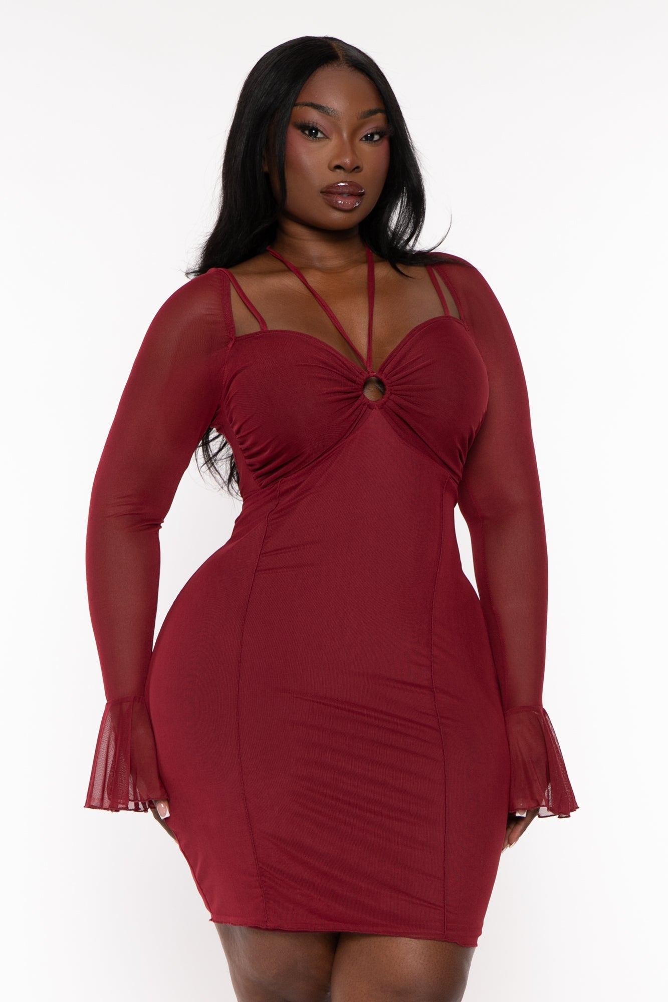 Burgundy dress cheap bodycon