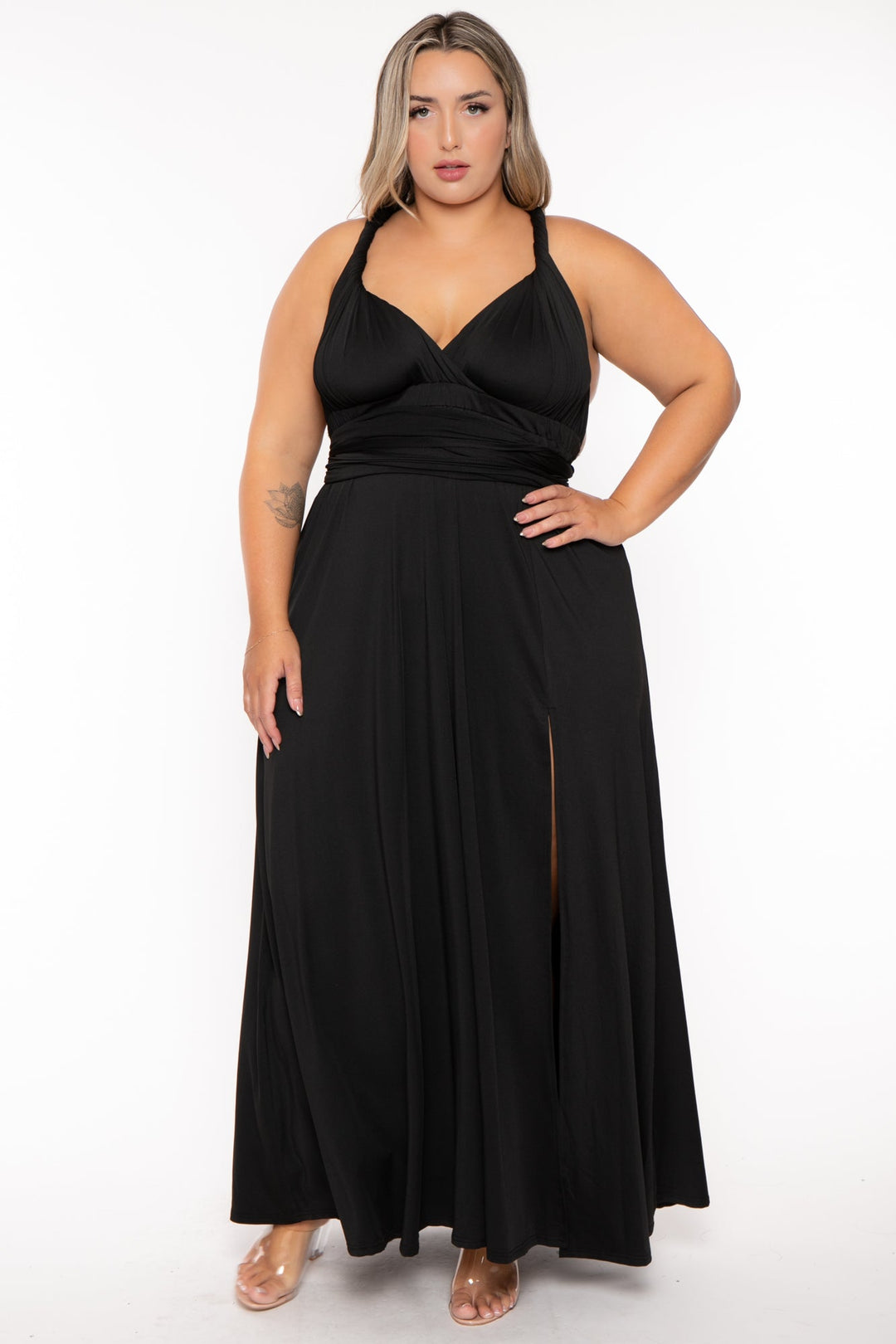 Dress Day Dresses 1X / Black Plus Size Infinity Multi Way  Maxi Dress - Black