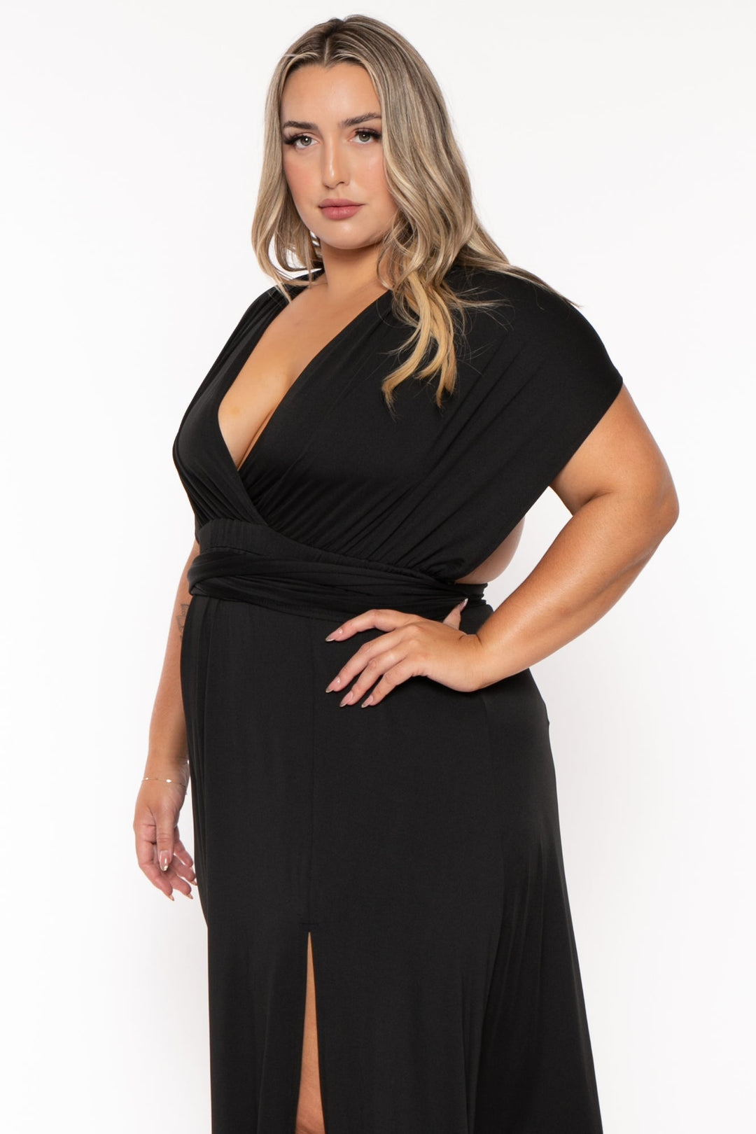 Dress Day Dresses Plus Size Infinity Multi Way  Maxi Dress - Black