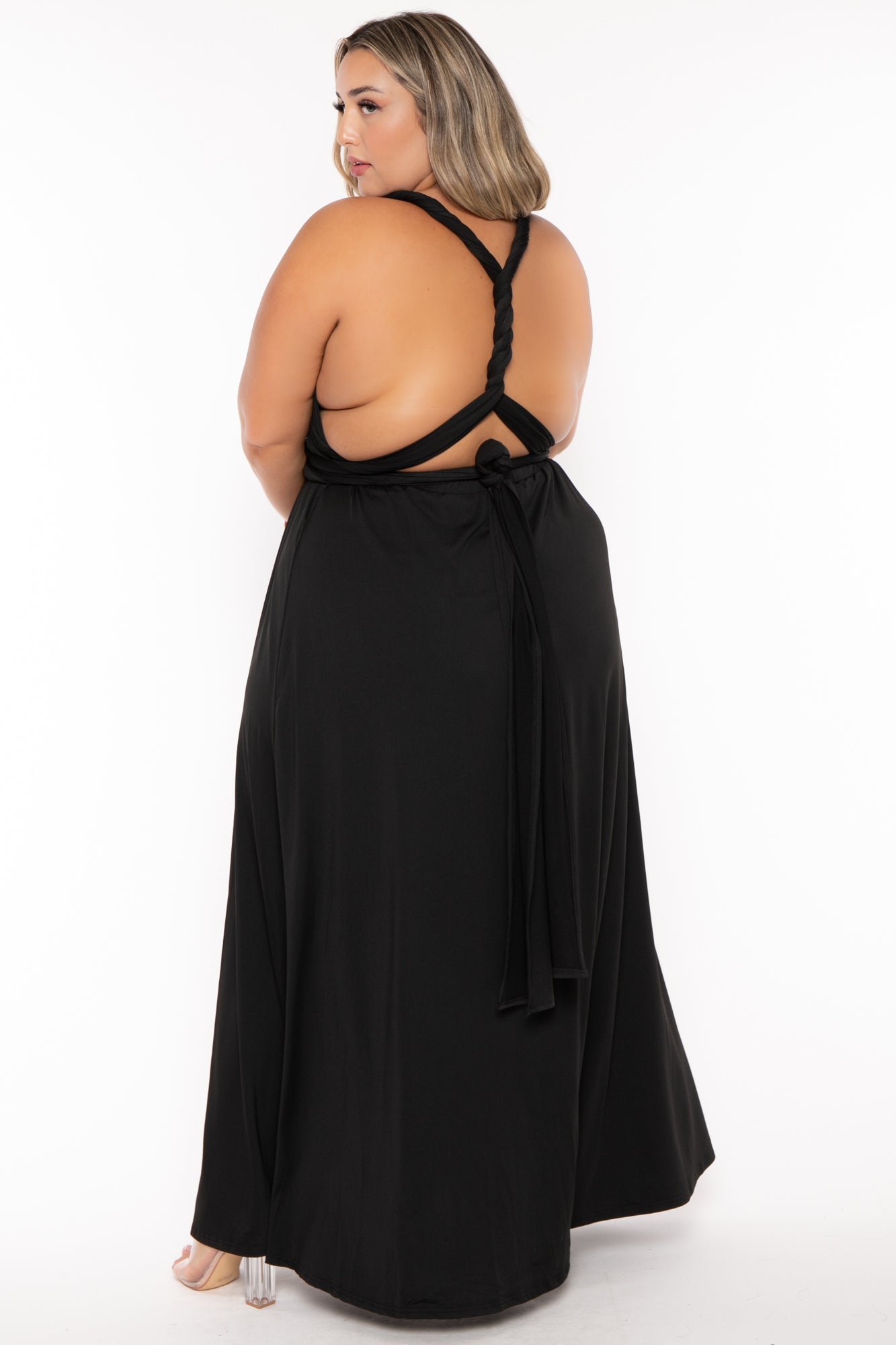 Plus Size Infinity Multi Way Maxi Dress Black Curvy Sense