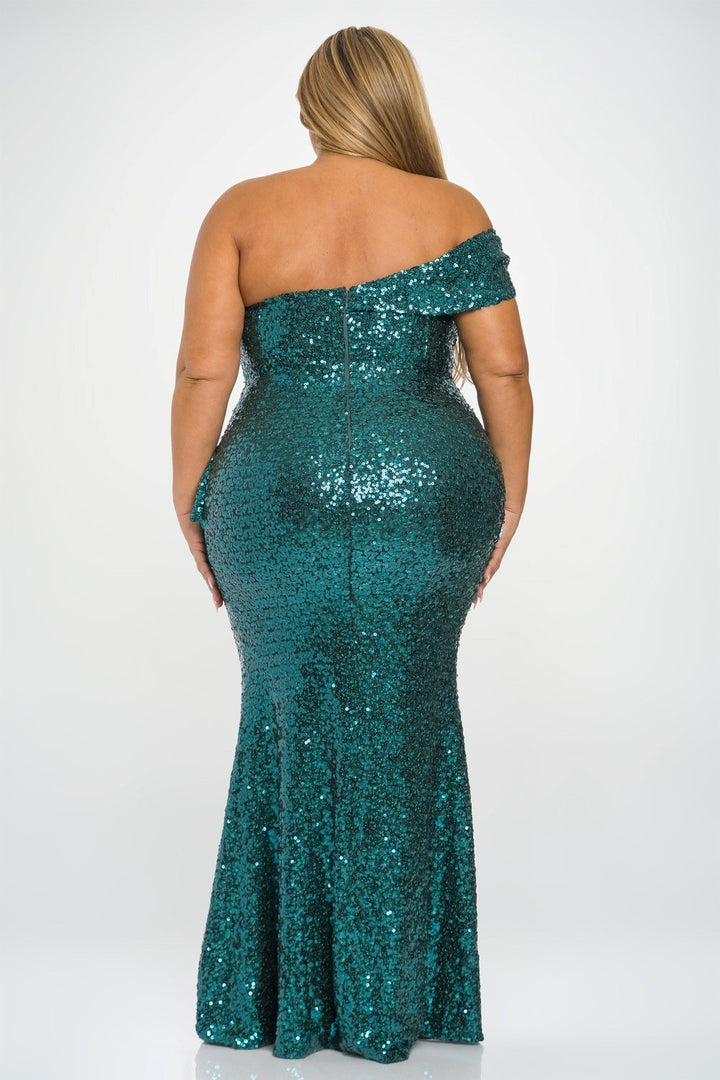 RICARICA Dresses Plus Size Irena Sequence  Mermaid   Gown - Emerald